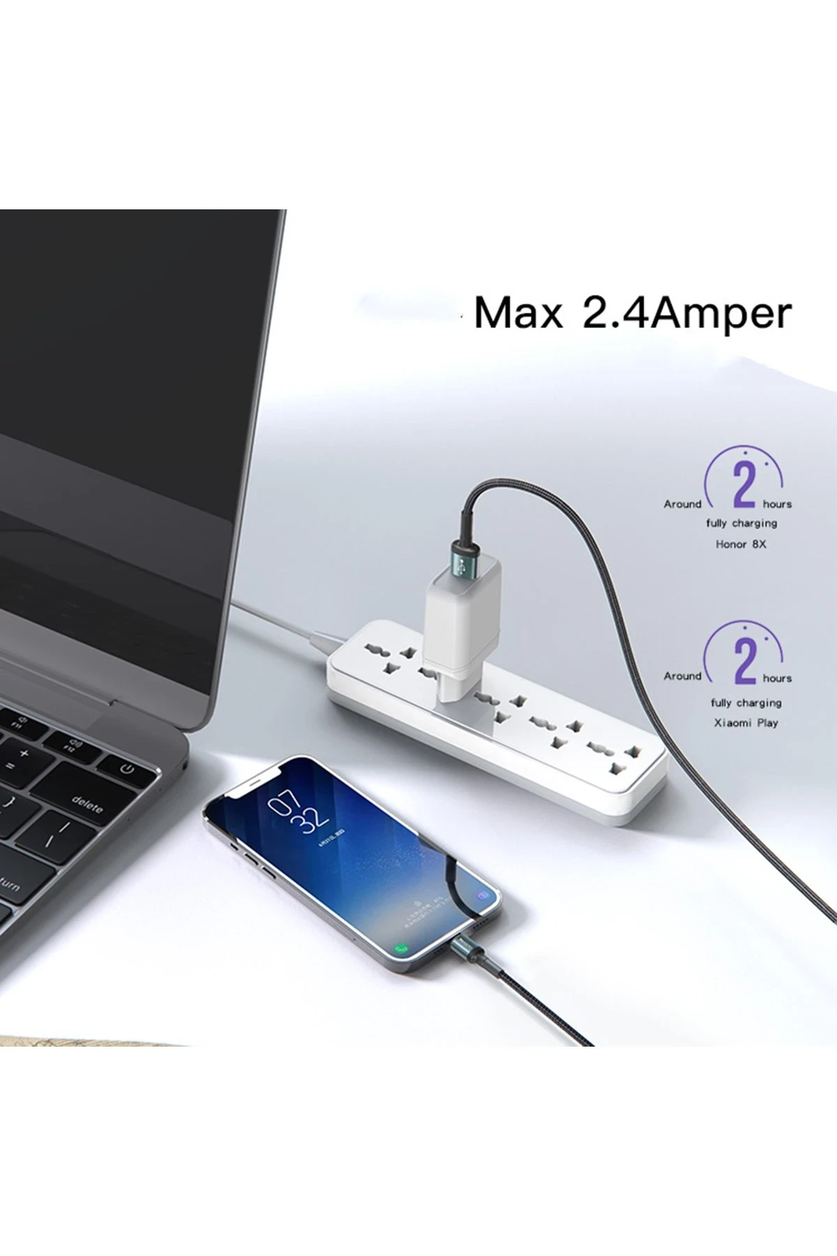 Yesido CA74 1.2M 2.4A Hasırlı Usb to Lightning Hızlı Şarj Kablosu