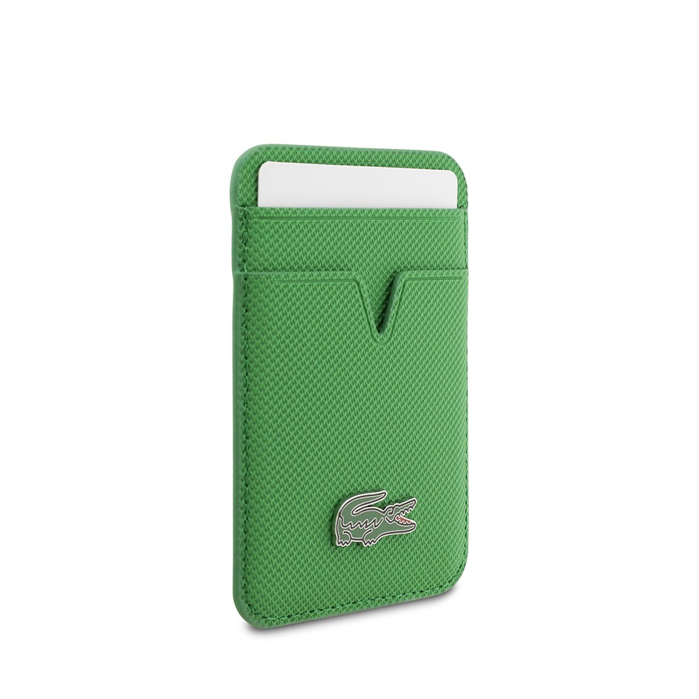 Apple iPhone 17 Kılıf Lacoste Orjinal Lisanslı M-safe Şarj Özellikli PU Pike Desenli Metal Logolu Kartlıklı Kapak