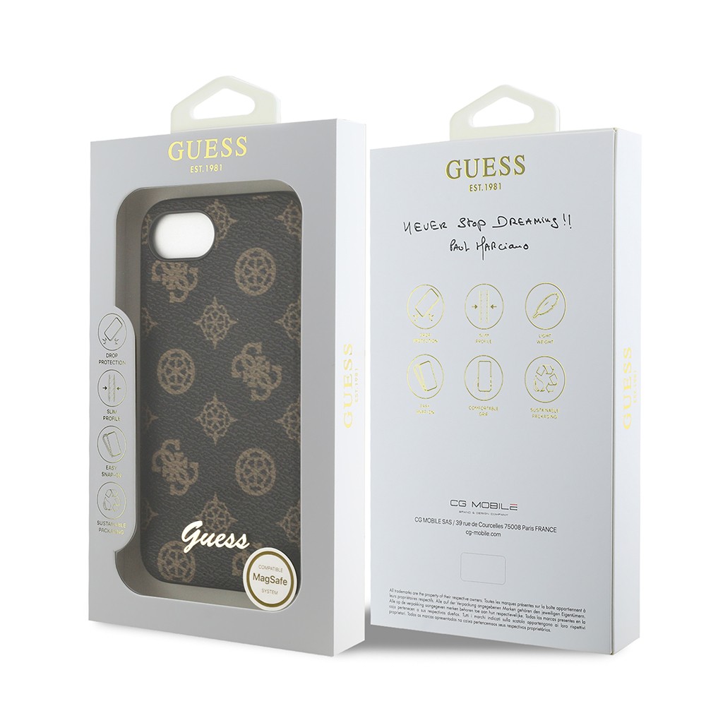 Apple iPhone 16E Kılıf Guess Orjinal Lisanslı M-safe Şarj Özellikli Yazı Logolu Peony Kapak