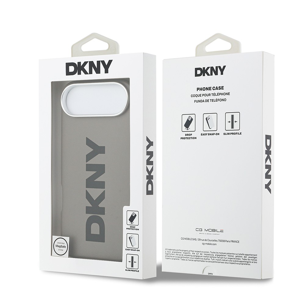 Apple iPhone 17 Air Kılıf DKNY Orjinal Lisanslı M-safe Şarj Özellikli PU Büyük Dikey Logolu Kapak