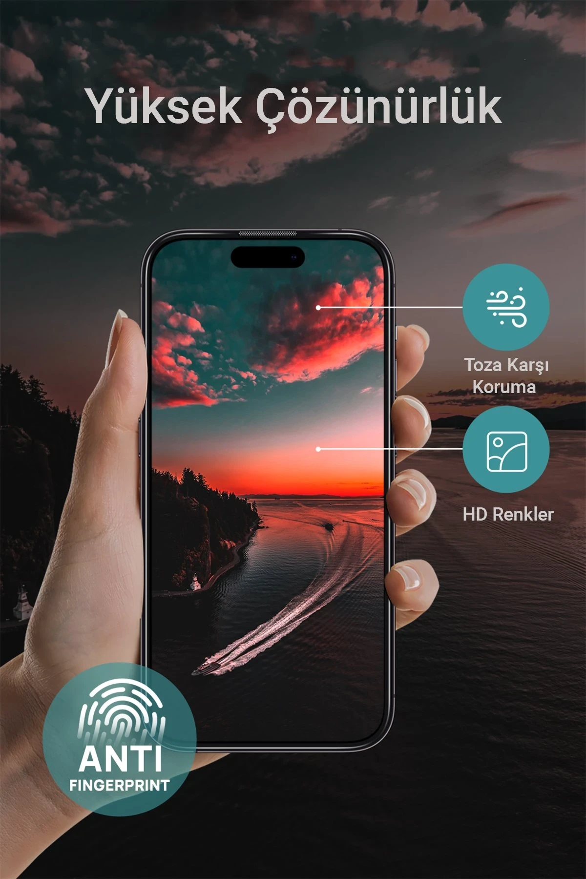 URR iPhone 15 Pro 3D Privacy Resin Edge Cam Ekran Koruyucu
