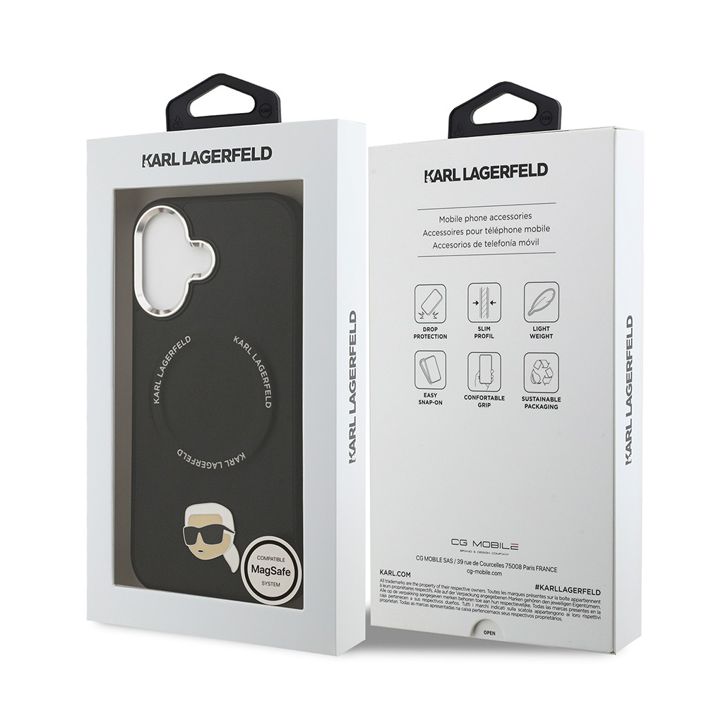 Apple iPhone 17 Kılıf Karl Lagerfeld Orjinal Lisanslı M-safe Şarj Özellikli Metal Kamera ve Buton Tasarımlı Karl PU Deri Kapak