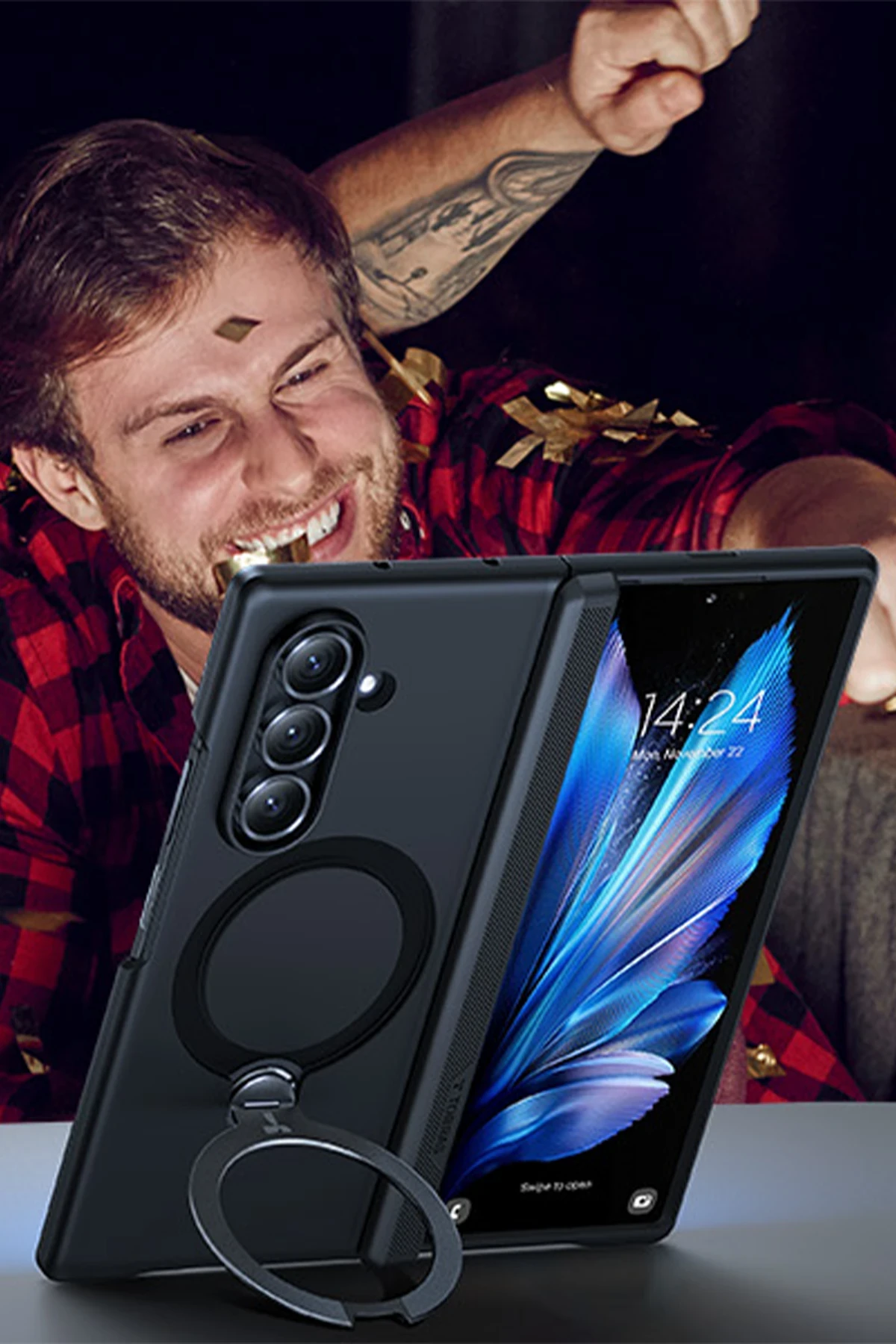 Torras Samsung Galaxy Z Fold 7 2 Adet Ekran Koruyuculu O Stand Spin Serisi Magsafe Kılıf