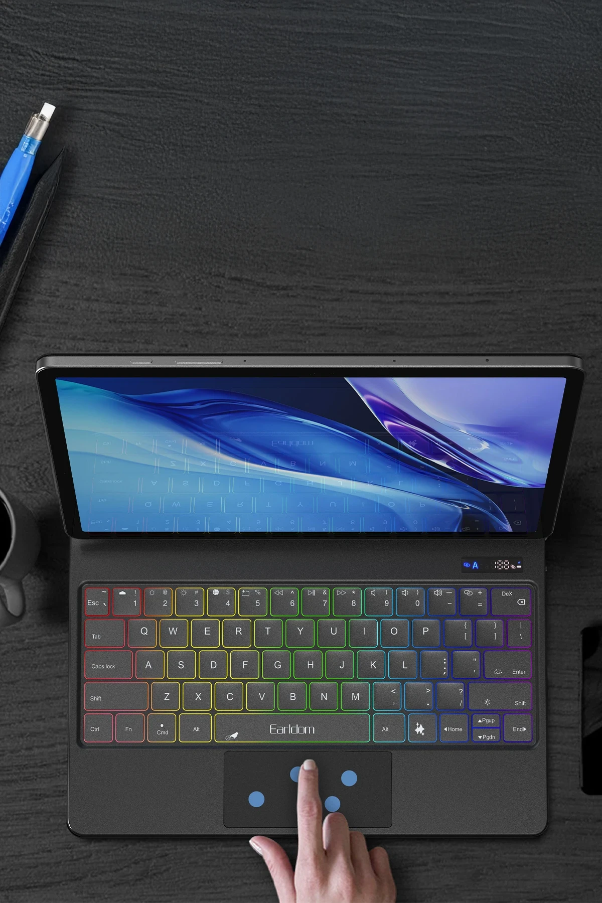 Earldom KB12 Galaxy X610 Tab S9 FE Plus 12.4 Kablosuz Klavyeli Tablet Kılıfı