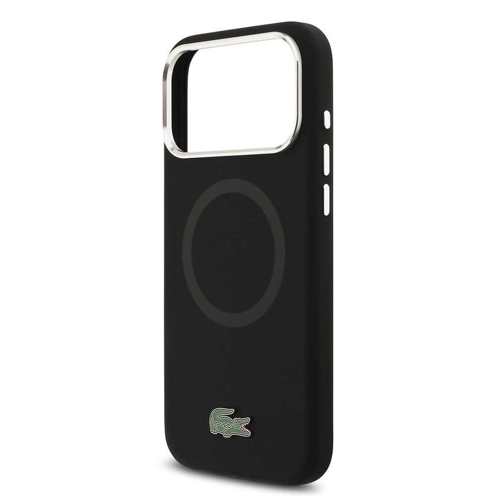 Apple iPhone 17 Pro Max Kılıf Lacoste Orjinal Lisanslı M-safe Şarj Özellikli İkonik Logolu Metal Kamera Çerçeveli Silikon Kapak