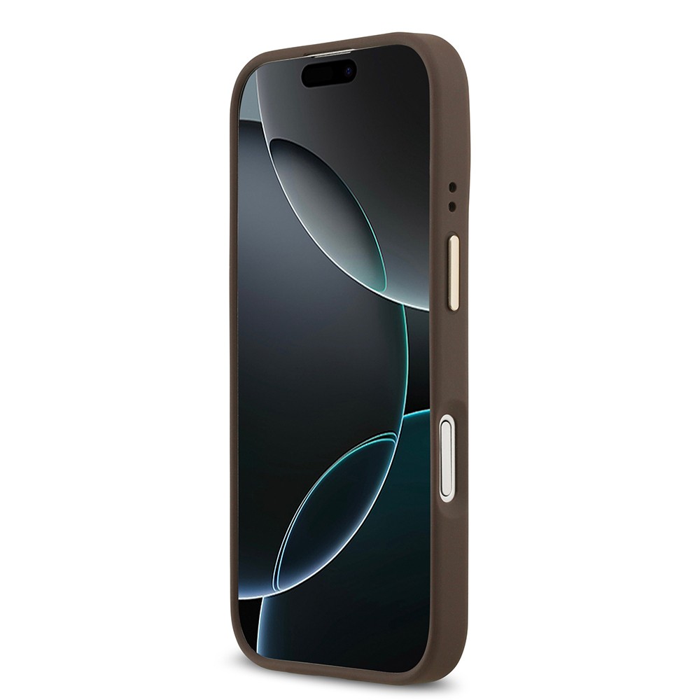 Apple iPhone 17 Kılıf Guess Orjinal Lisanslı M-safe Şarj Özellikli 4G Desenli PU Metal Plaka Klasik Logolu Kapak