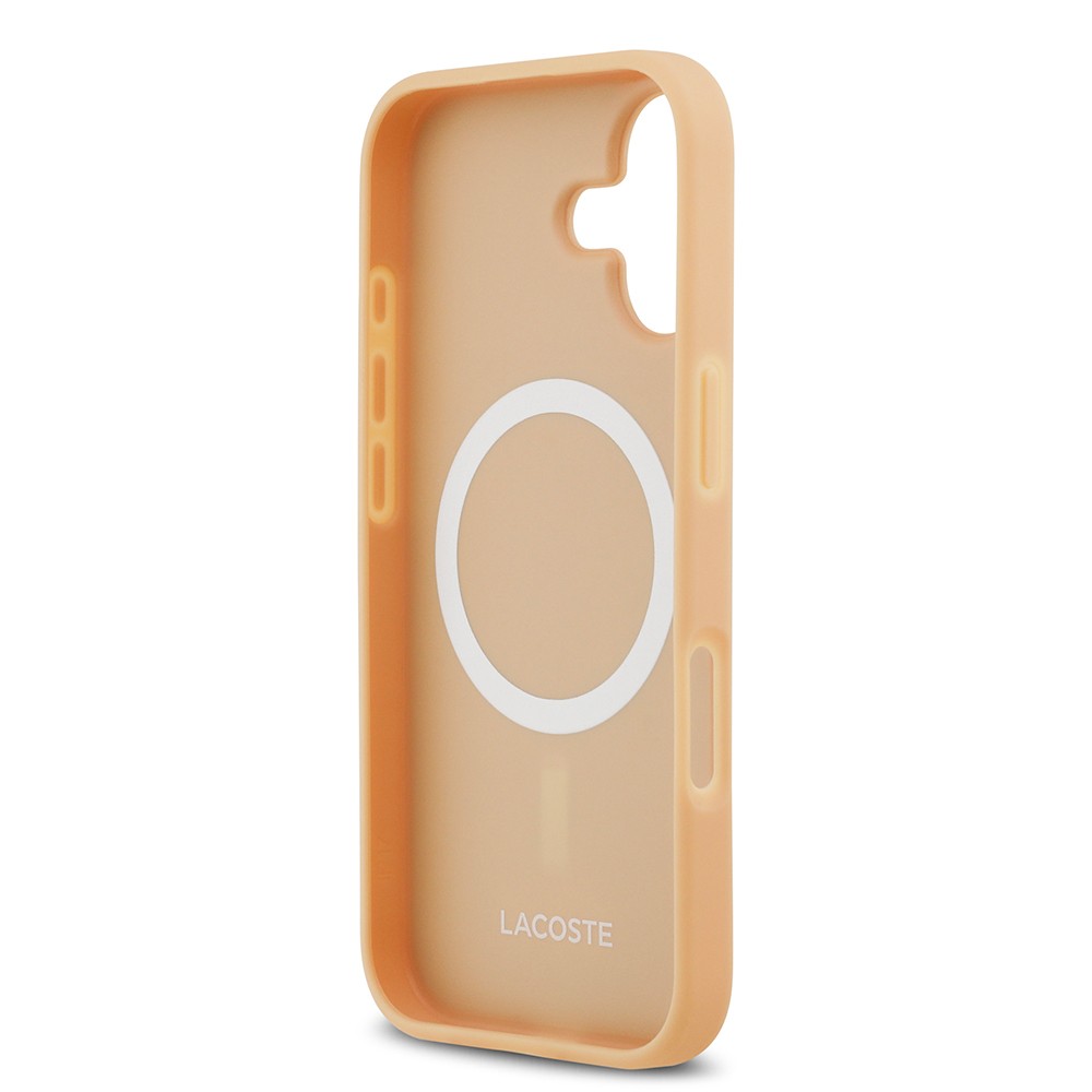 Apple iPhone 17 Kılıf Lacoste Orjinal Lisanslı M-safe Şarj Özellikli PU Deri Tasarımlı Karışık Monogram Desenli Kapak