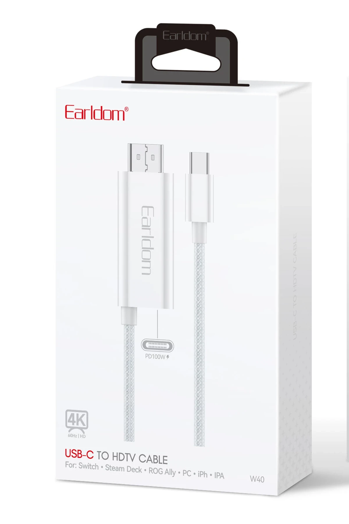 Earldom W40 2in1 4K 2M Ekstra 100W PD Type-C Çıkışlı Tak Çalıştır Type-C to HDMI Dönüştürücü