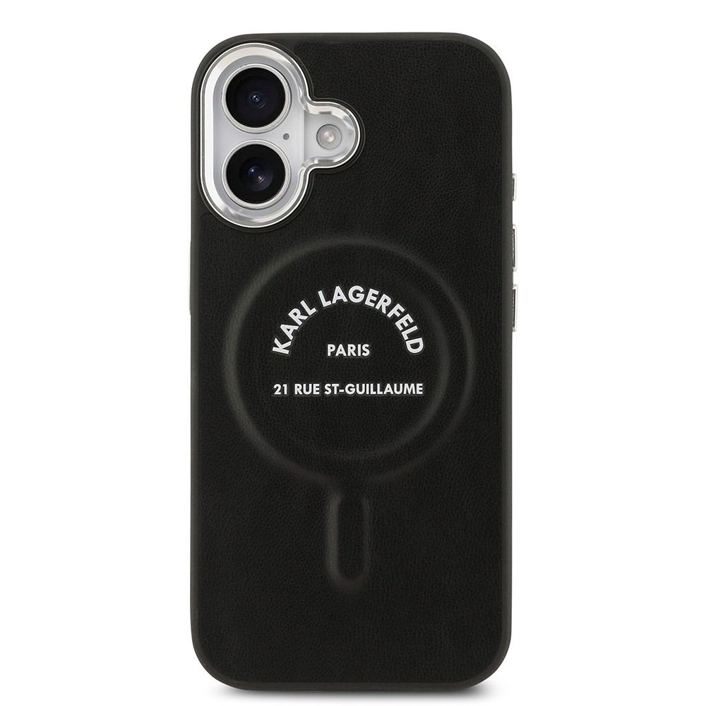 Apple iPhone 17 Kılıf Karl Lagerfeld Orjinal Lisanslı M-safe Şarj Özellikli Metal Kamera ve Buton Tasarımlı Paris RSG PU Deri Kapak