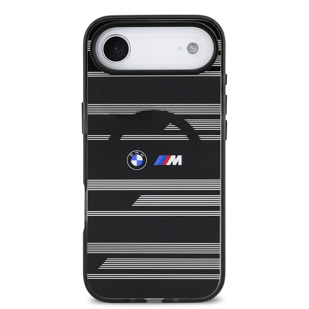 Apple iPhone 17 Air Kılıf BMW Orjinal Lisanslı M-safe Şarj Özellikli Metal Kamera Butonlu Yatay Şeritli M Dizayn Kapak