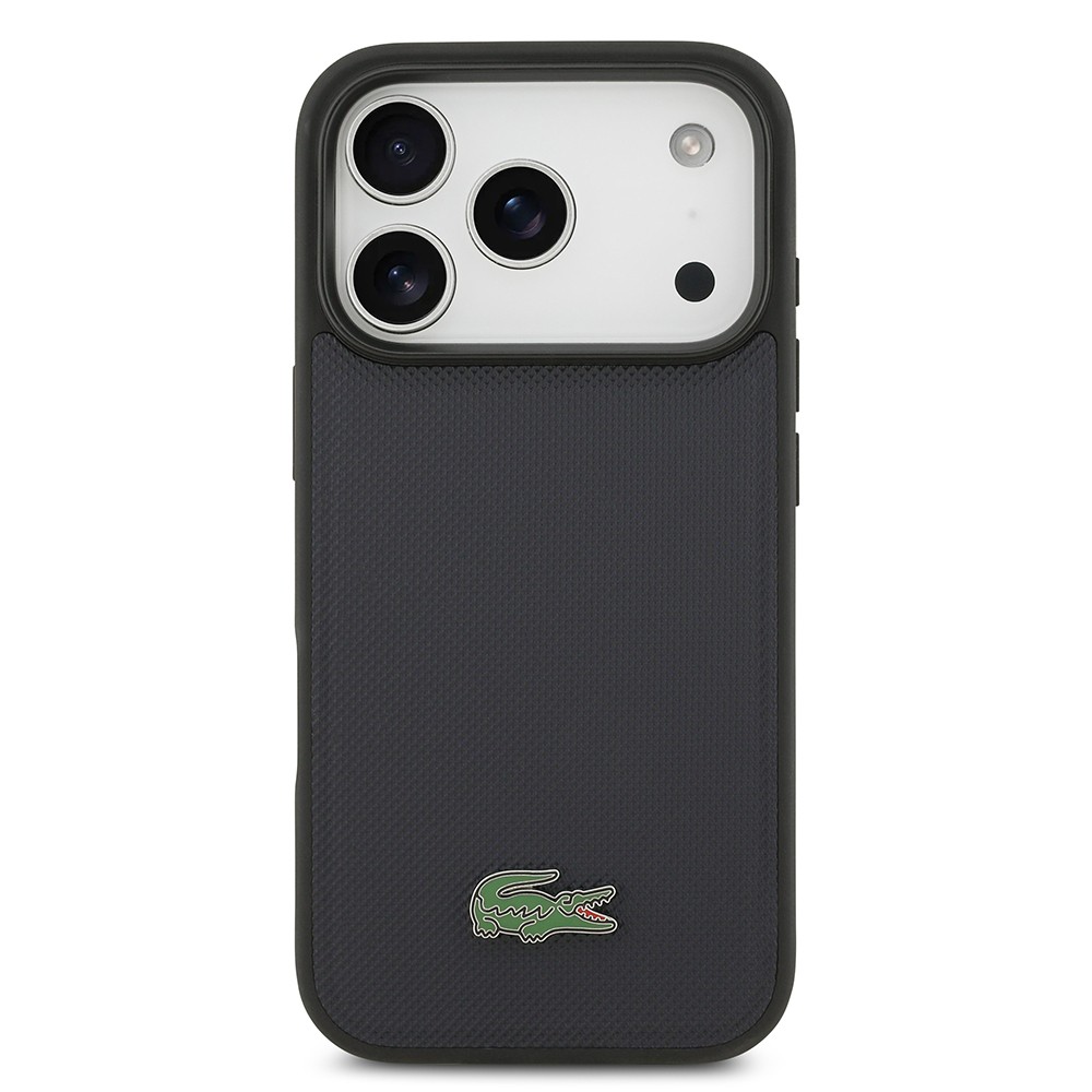 Apple iPhone 17 Pro Kılıf Lacoste Orjinal Lisanslı M-safe Şarj Özellikli PU Pike Desenli Metal Logolu Kartlıklı Kapak