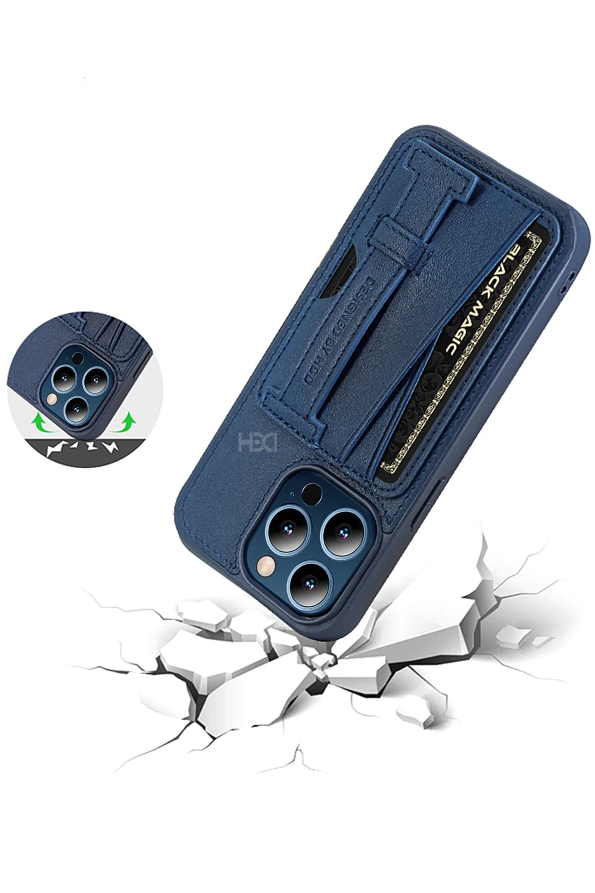 HDD iPhone 15 Pro Kılıf HD Deri Kartvizitli Kapak
