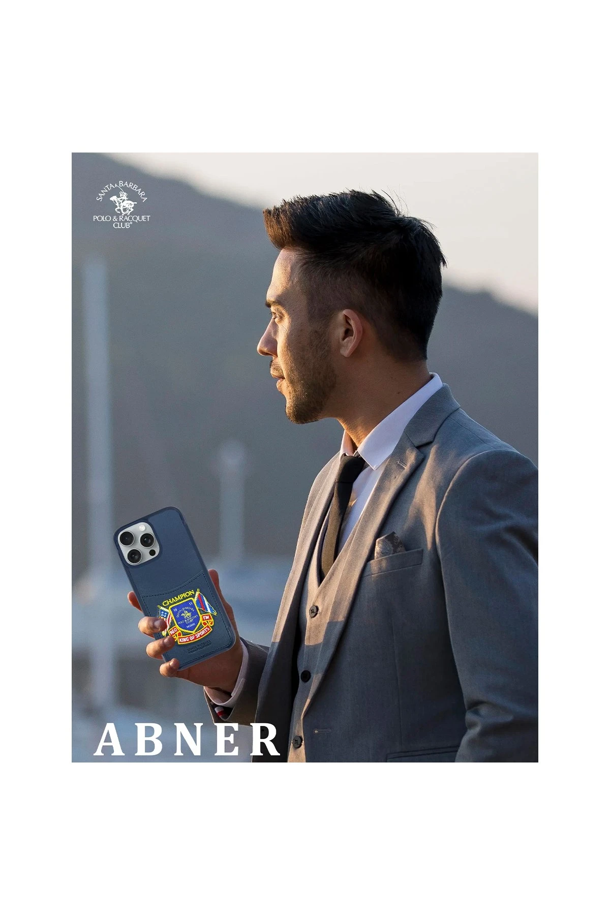 Santa Barbara Polo Racquet Club iPhone 16 Pro Abner İçi Süet Nakış Desenli Kartvizitli Kılıf