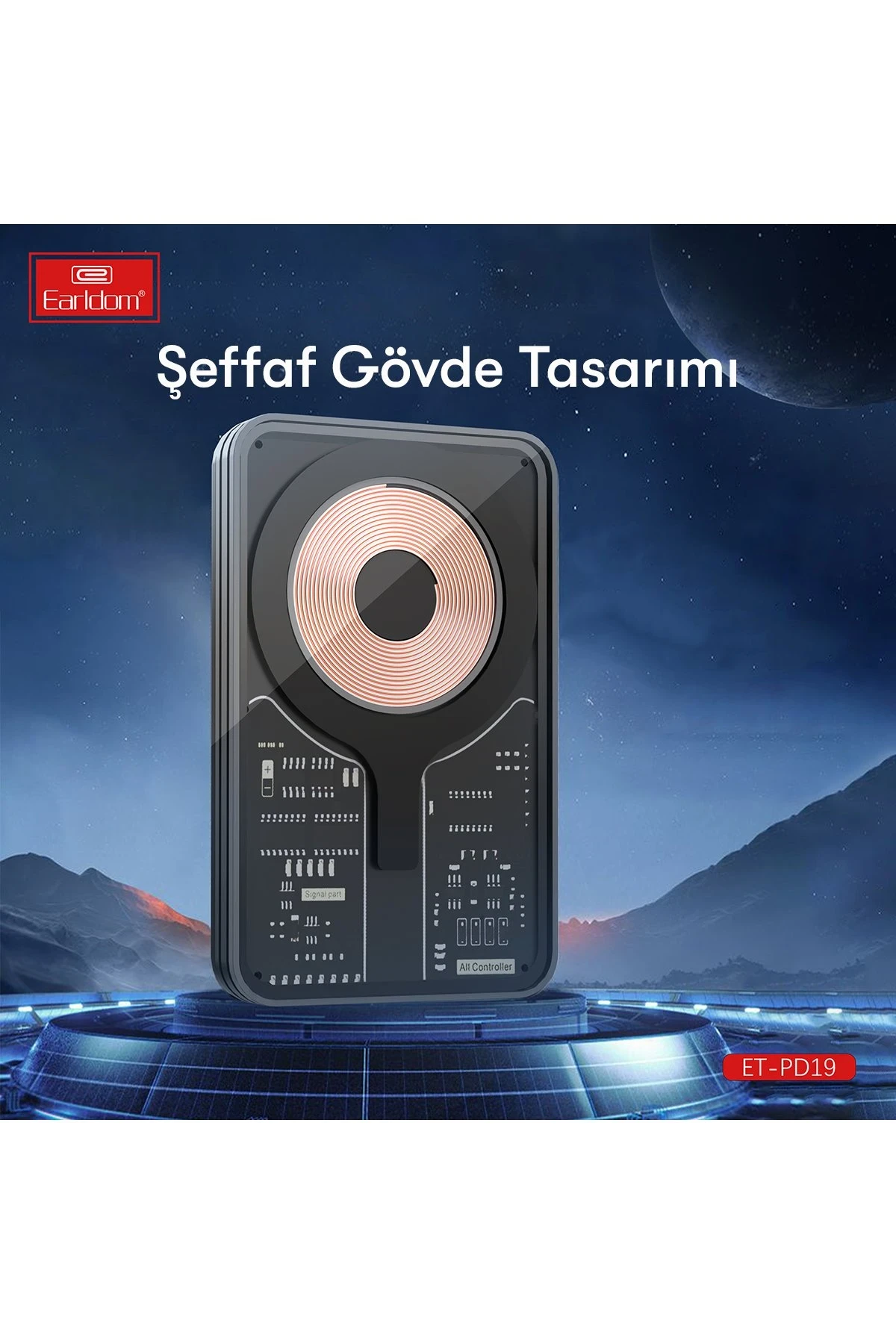 Earldom PD19 5.000 mAh Kablosuz Şarjlı Standlı PD Hızlı Şarj Powerbank