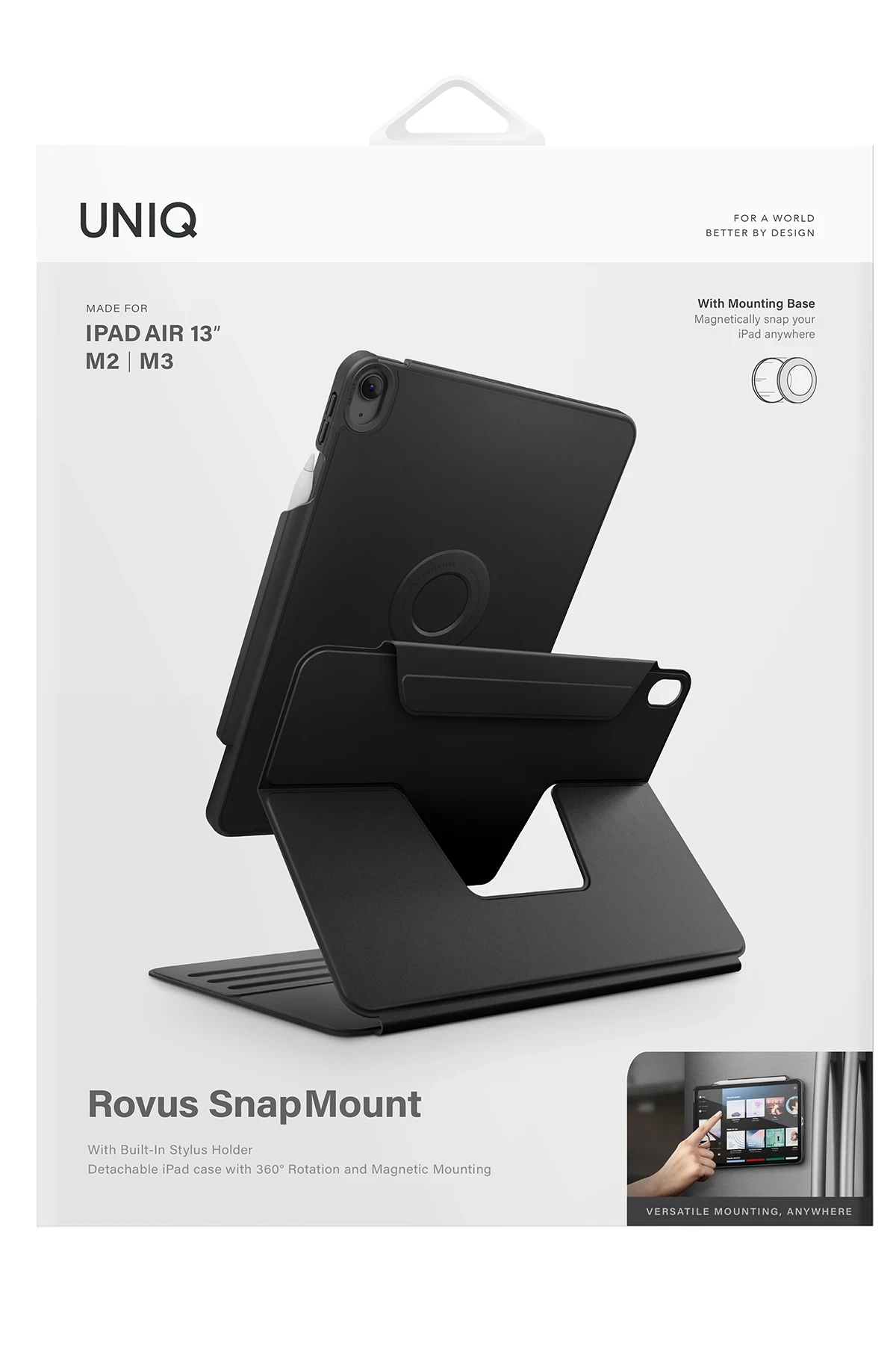 Uniq iPad Air 13 (2024) Rovus Snapmount 360 Derece Dönebilen Manyetik Tablet Kılıf