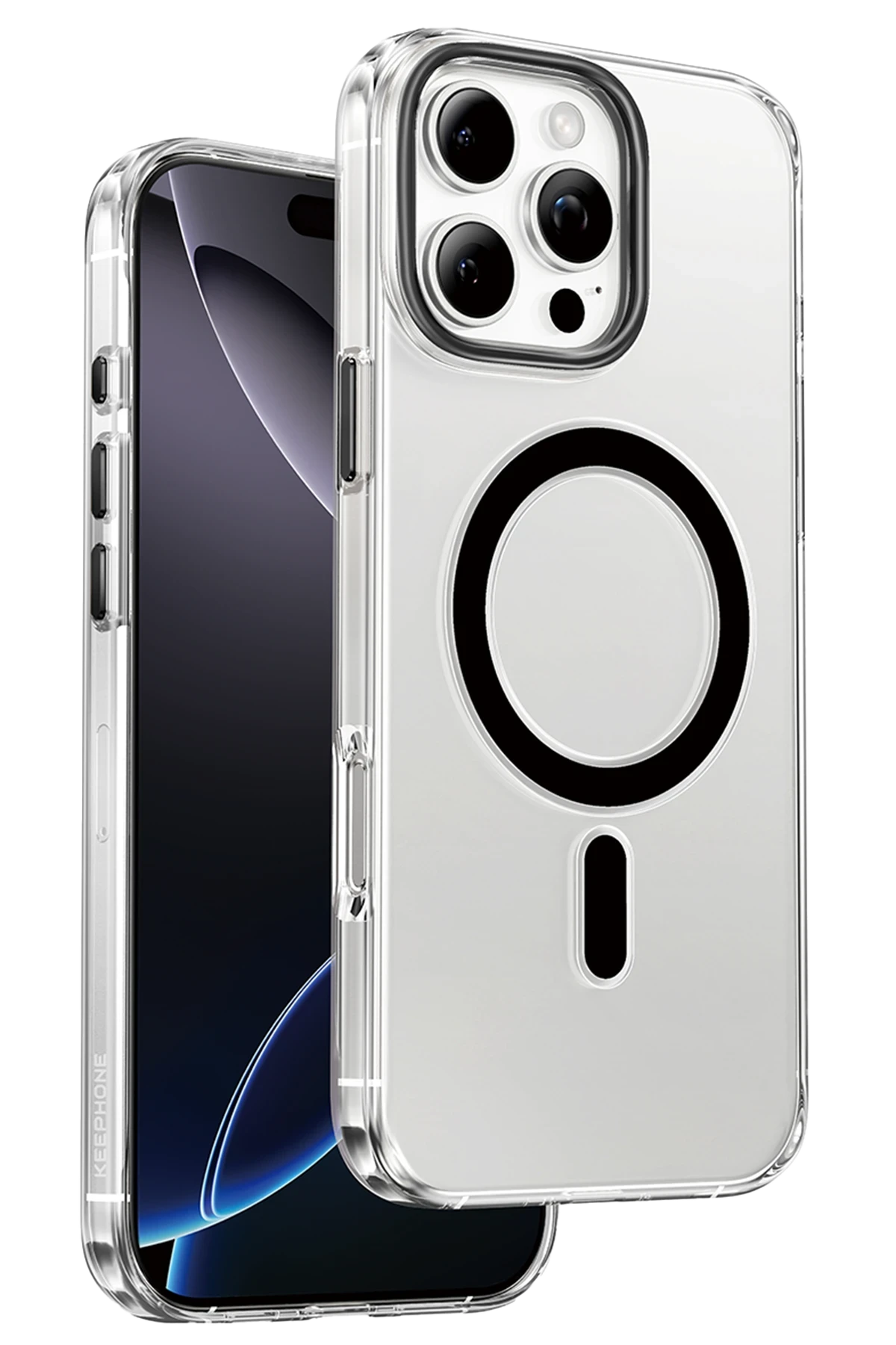 Keephone iPhone 16 Pro Aurora Şeffaf Magsafe Kılıf - Siyah Titanyum
