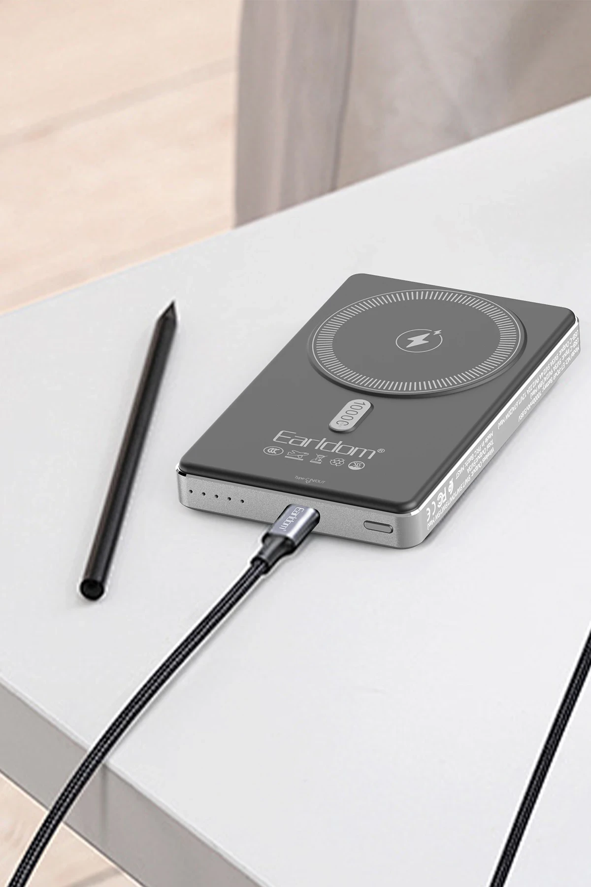 Earldom PD49 10.000 mAh 15W Kablosuz Şarj ve 20W Type-C Çıkışlı PD Hızlı Şarj Powerbank