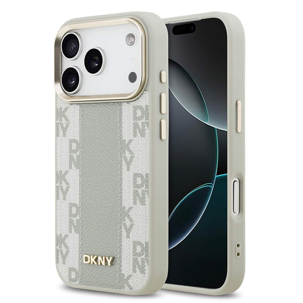 Apple iPhone 17 Pro Kılıf DKNY Orjinal Lisanslı M-safe Şarj Özellikli 3D Yazılı Checkered Pattern Kapak