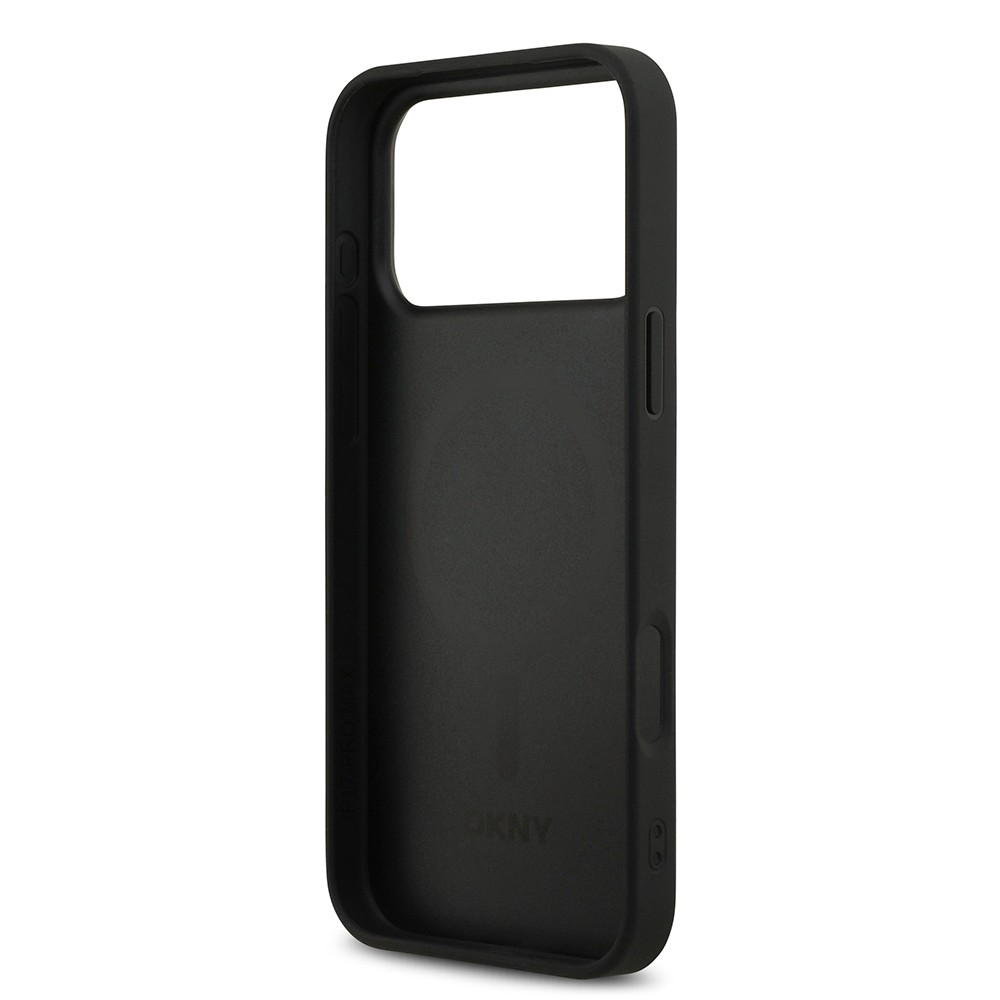 Apple iPhone 17 Pro Max Kılıf DKNY Orjinal Lisanslı M-safe Şarj Özellikli 3D Yazılı Grid Pattern Kapak