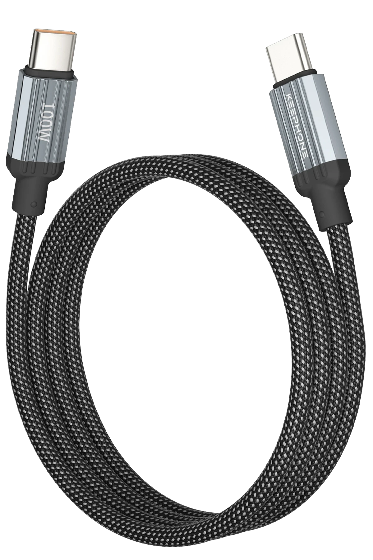 Keephone Magcoil 1M 100W Örgülü Type-C to Type-C Mıknatıslı PD Hızlı Şarj Data Kablosu