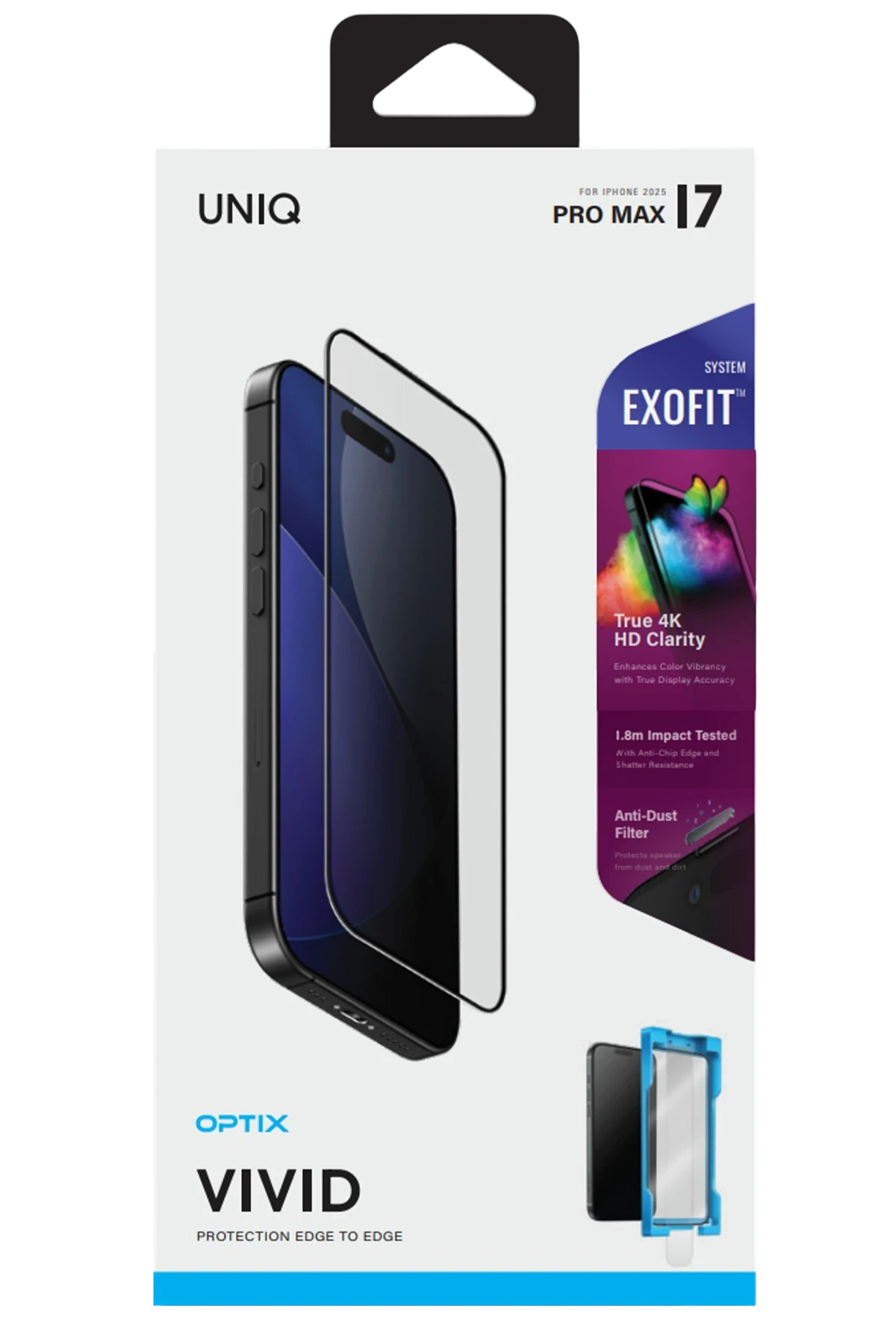 Uniq iPhone 17 Optix Exofit Vivid Applicator HD Cam Ekran Koruyucu