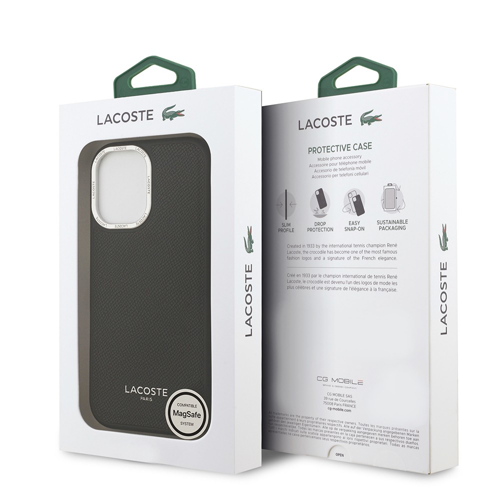 Apple iPhone 17 Kılıf Lacoste Orjinal Lisanslı M-safe Şarj Özellikli Champs Elysees PU Deri Tasarımlı Kapak