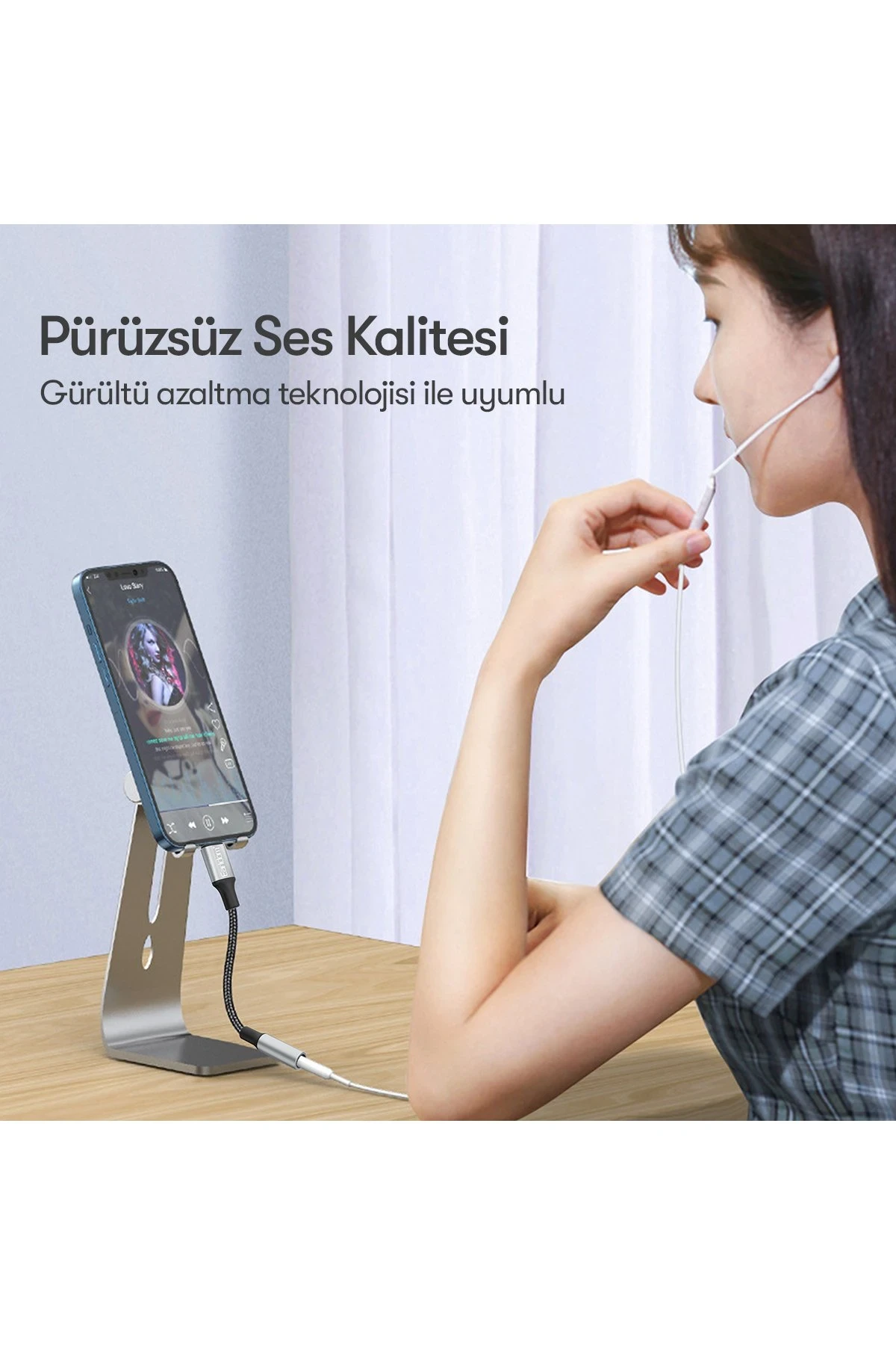 Earldom OT76 Tak Çalıştır 12cm Lightning to Aux Dönüştürücü