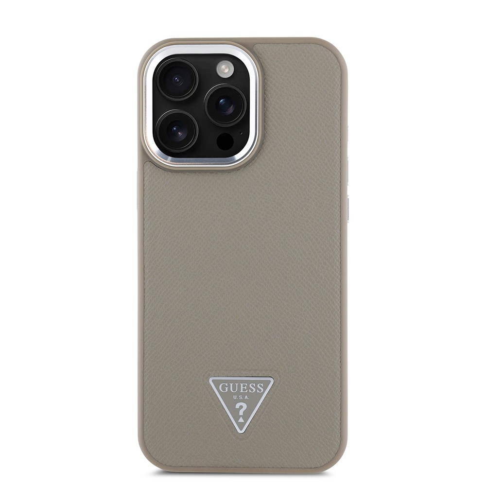 Apple iPhone 15 Pro Max Kılıf Guess Orjinal Lisanslı M-safe Şarj Özellikli Grained Triangle Kapak