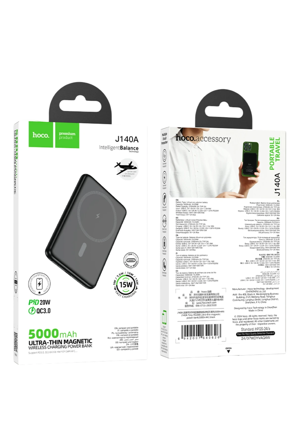 Hoco. J140A Tony 5.000 mAh PD 20W Ultra İnce Magsafe Powerbank