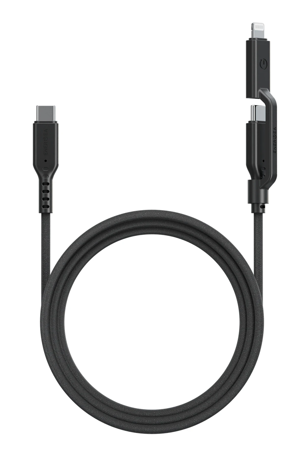 Energea Flow Duo 2in1 1.5M 240W Type-C to Type-C ve Lightning PD Hızlı Şarj Kablo
