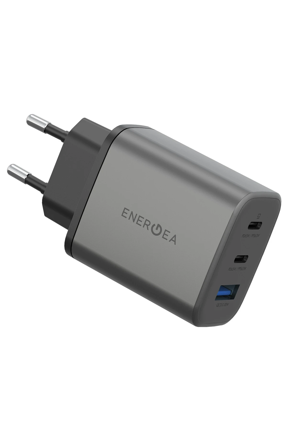 Energea AmpCharge GaN65 2 Adet 65W Type-C ve 30W USB 3.0 Çıkışlı Hızlı Şarj Aleti