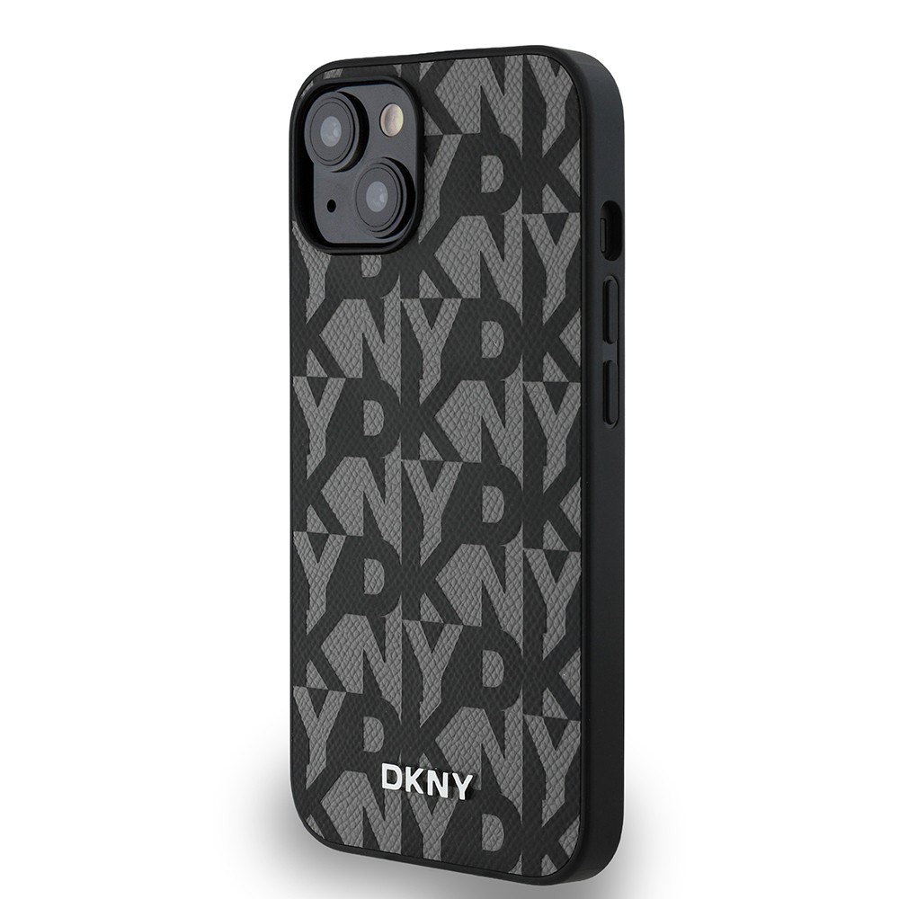 Apple iPhone 14 Kılıf DKNY Orjinal Lisanslı M-safe Şarj Özellikli 3D Yazılı Grid Pattern Kapak