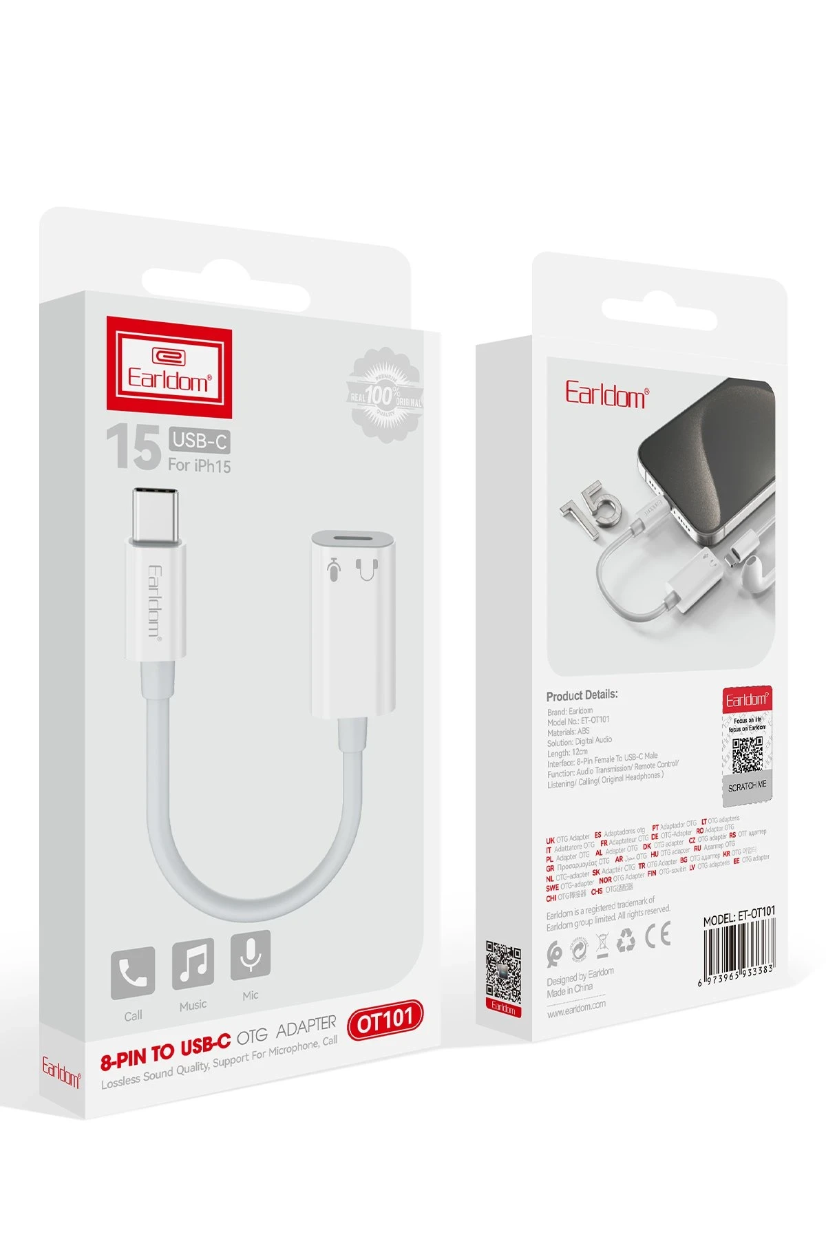 Earldom OT101 iPhone 15 Serisi ile Uyumlu Type-C to Lightning Dönüştürücü