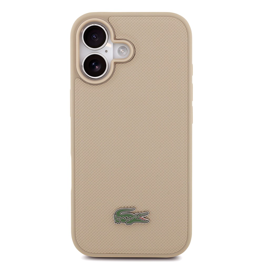 Apple iPhone 17 Kılıf Lacoste Orjinal Lisanslı M-safe Şarj Özellikli PU Pike Desenli Metal Logolu Kartlıklı Kapak