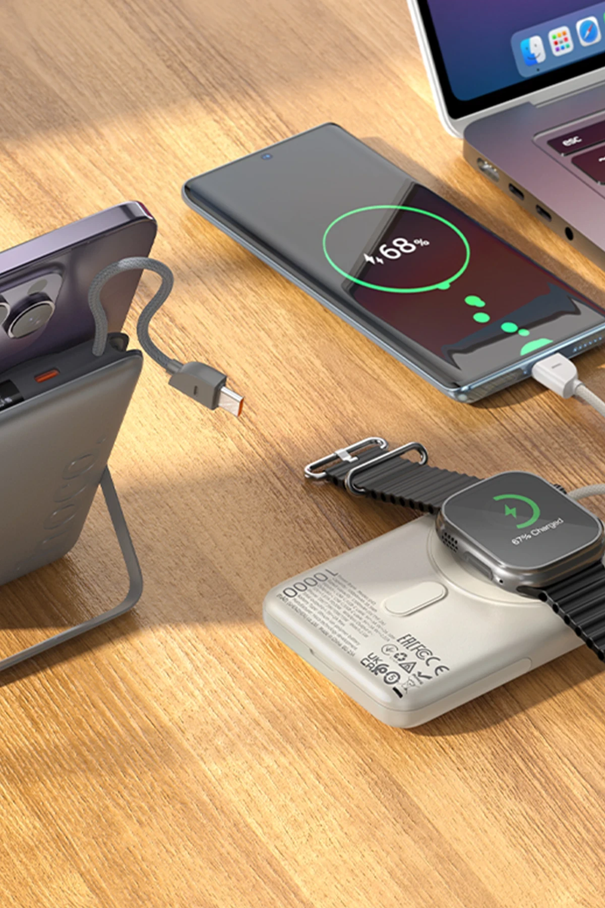 Hoco. Q43 Clever 3in1 10.000 mAh PD 20W Standlı Magsafe Powerbank