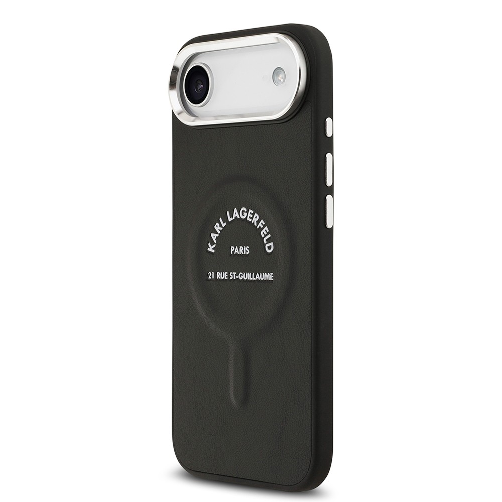 Apple iPhone 17 Air Kılıf Karl Lagerfeld Orjinal Lisanslı M-safe Şarj Özellikli Metal Kamera ve Buton Tasarımlı Paris RSG PU Deri Kapak