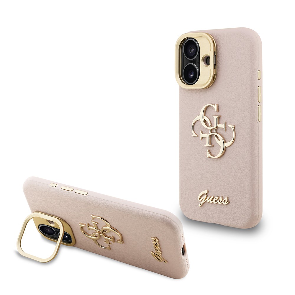Apple iPhone 16 Kılıf Guess Orjinal Lisanslı Grained Yazı Logolu Kamera Standlı Kapak