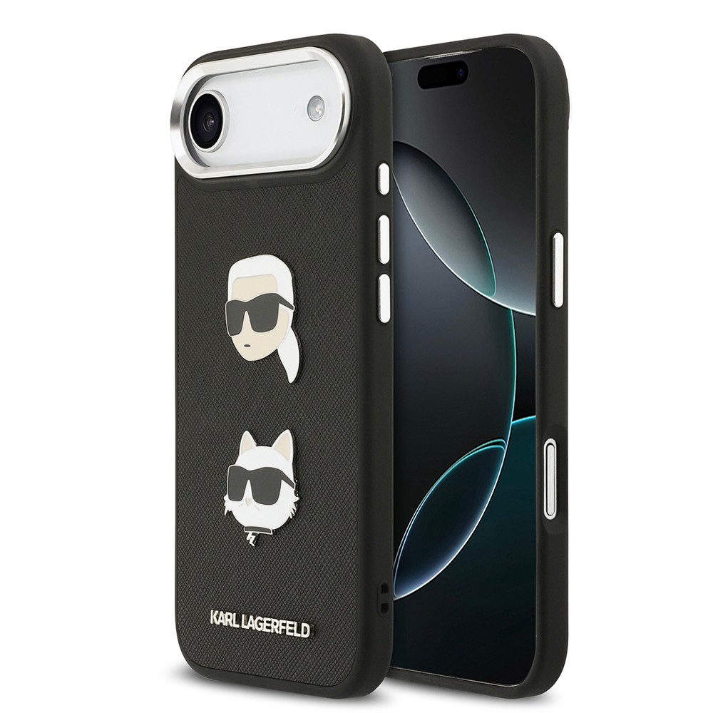 Apple iPhone 17 Air Kılıf Karl Lagerfeld Orjinal Lisanslı Metal Logolu K&C Heads Pin Kapak