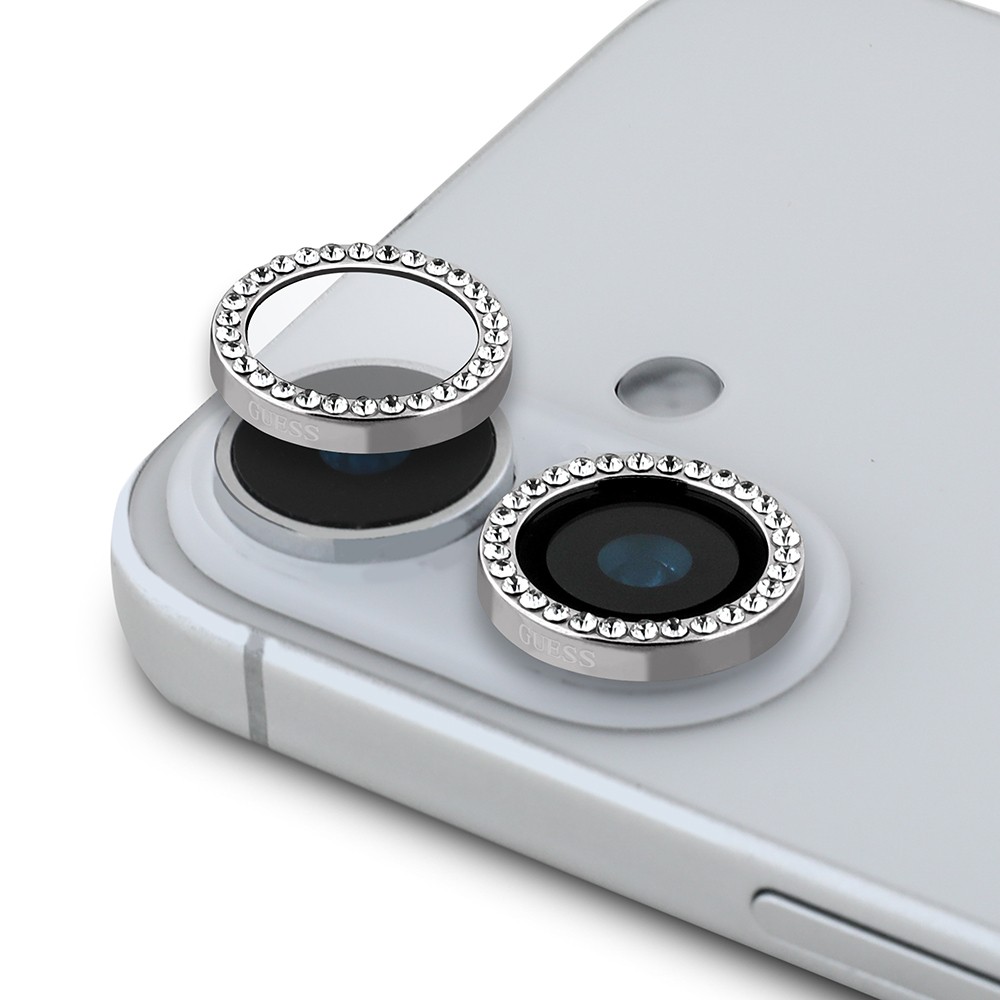 Apple iPhone 16 Guess Orjinal Lisanslı Rhinestone Ekran Koruyucu + Lens Koruyucu 2in1 Aksesuar Seti