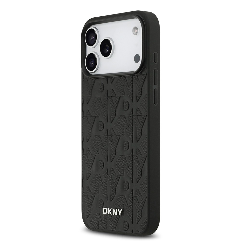 Apple iPhone 17 Pro Max Kılıf DKNY Orjinal Lisanslı M-safe Şarj Özellikli 3D Yazılı Grid Pattern Kapak