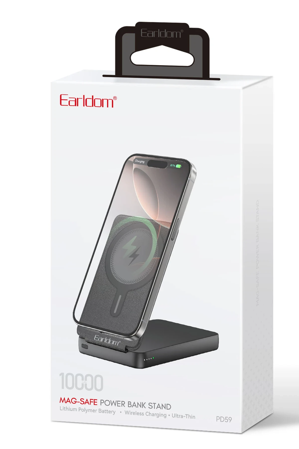 Earldom PD59 10.000 mAh 20W Kablosuz Şarj ve 20W Type-C Çıkışlı PD Hızlı Şarj ve Standlı Powerbank