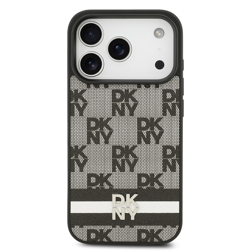 Apple iPhone 17 Pro Kılıf DKNY Orjinal Lisanslı M-safe Şarj Özellikli 3D Yazılı Metal Logolu Kapak