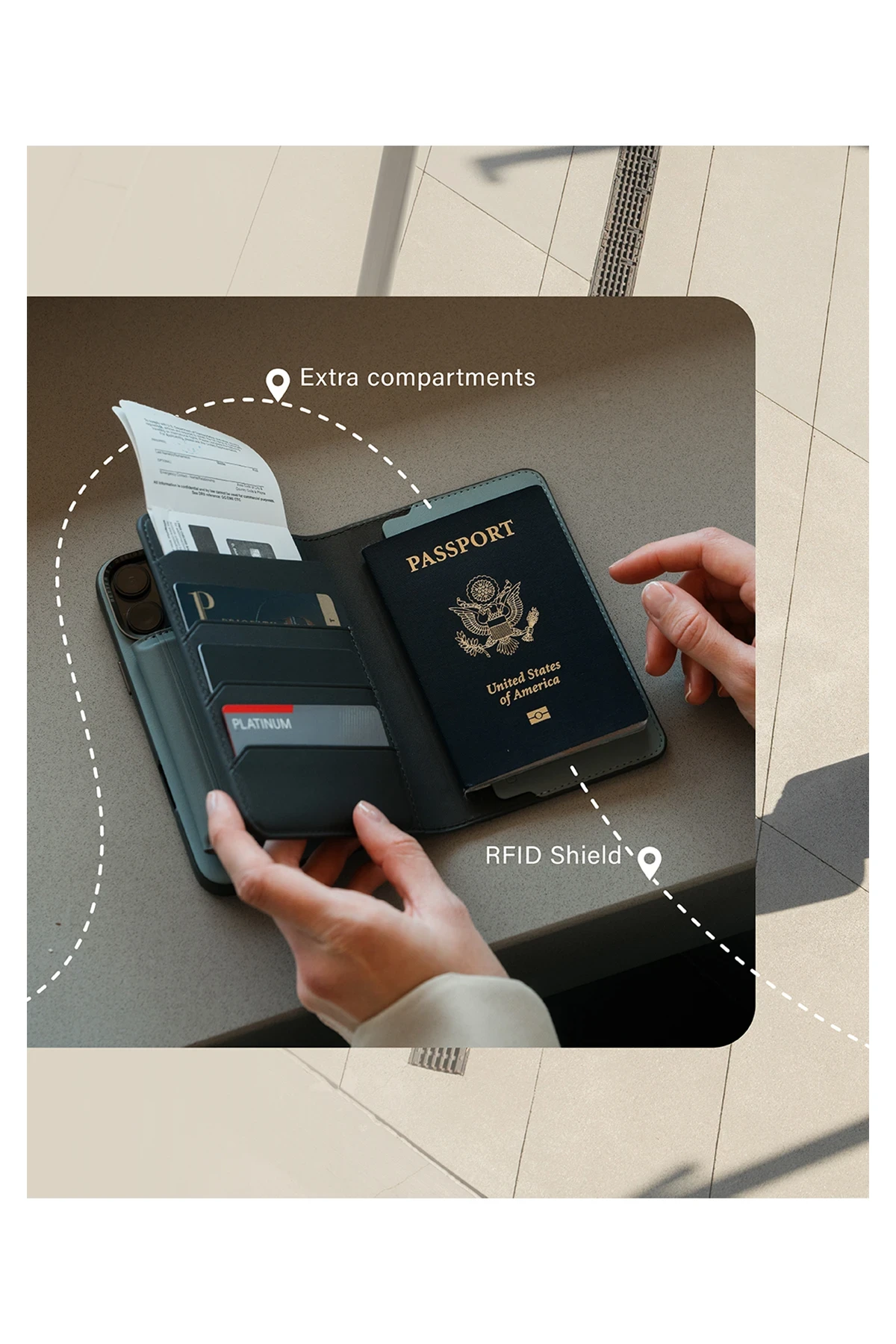 Uniq Belmont RFID-Block Apple Find My Özellikli Vegan Deri Kart ve Pasaport Tutucu