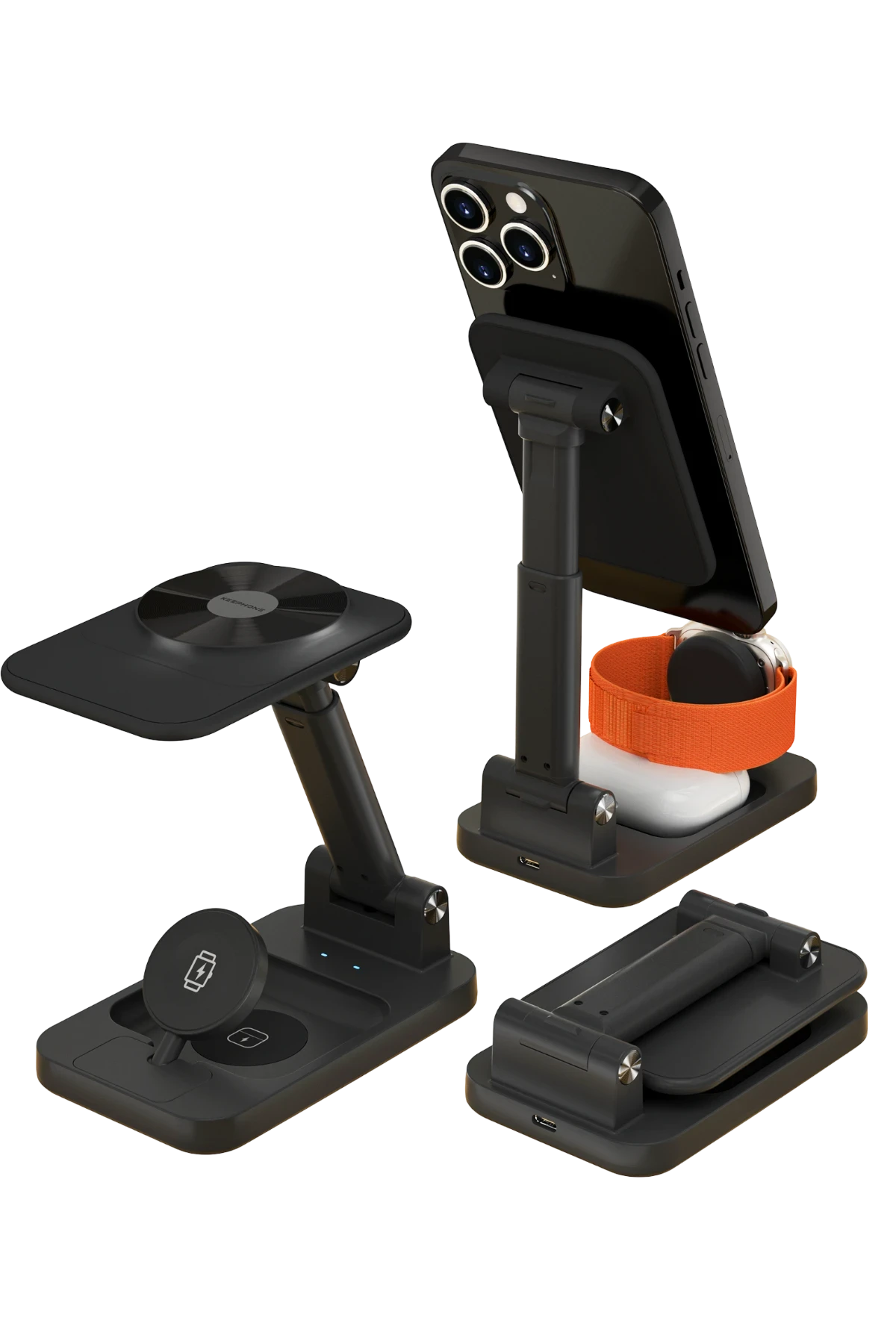 Keephone CR-302 3in1 Masaüstü Kablosuz Şarj Standı