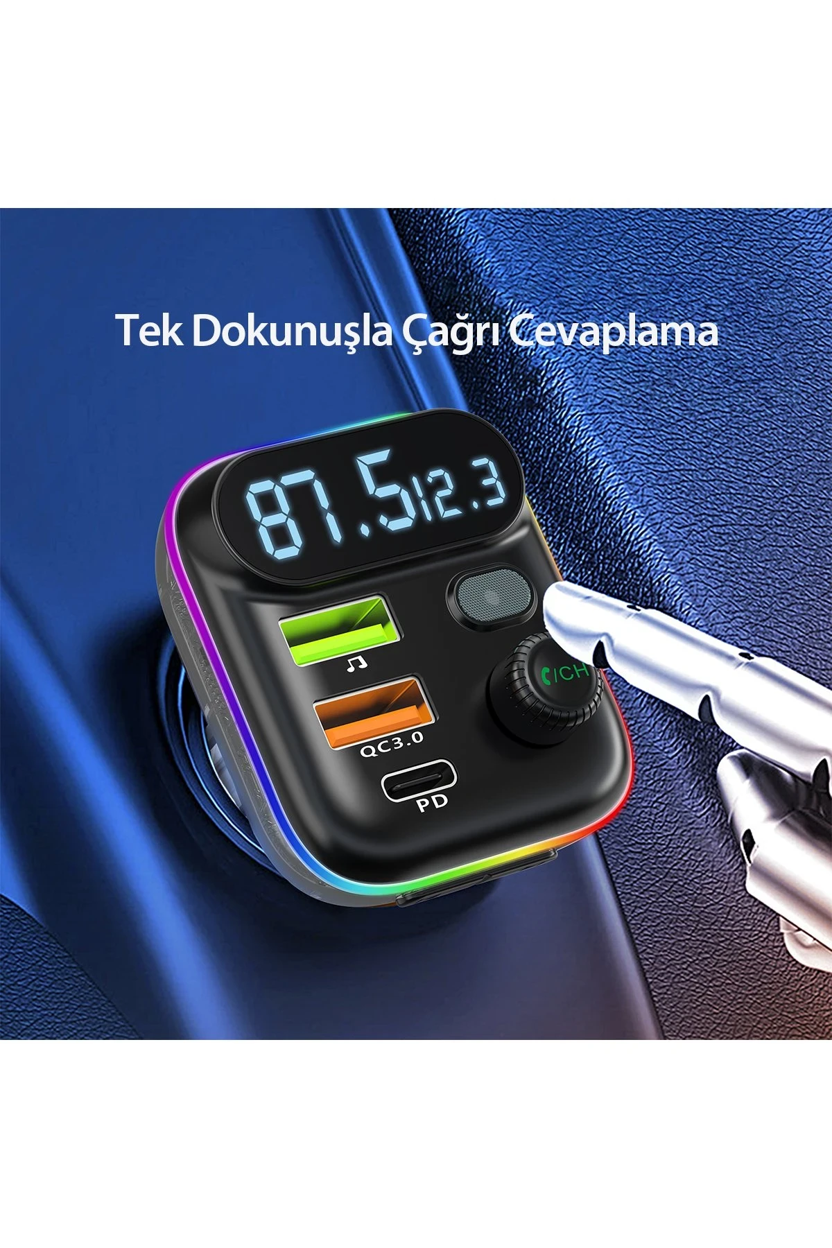 Earldom M80 Bluetooth USB3.0 ve Type C PD Hızlı Şarj FM Transmitter