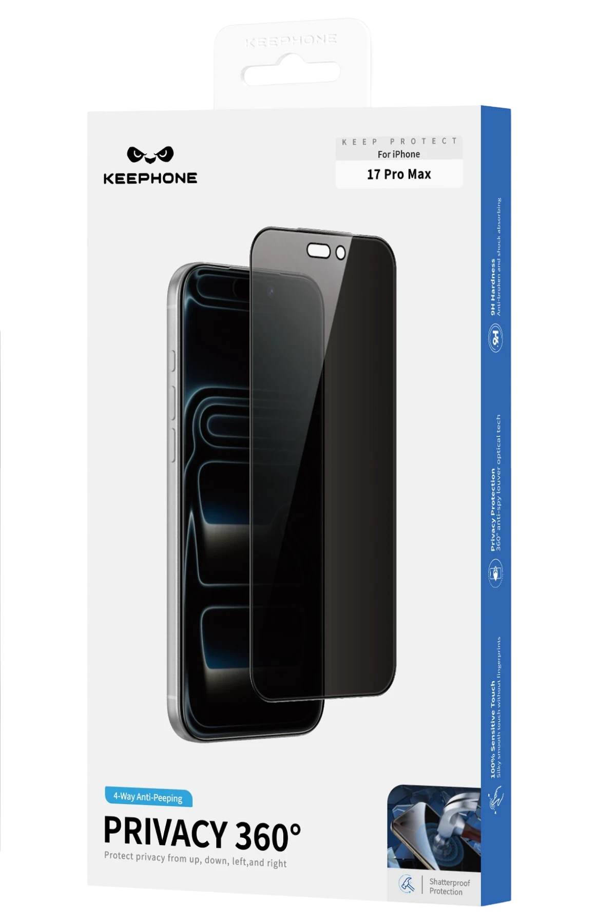 Keephone Apple iPhone 17 Pro Max 360 4 Way Privacy Cam Ekran Koruyucu