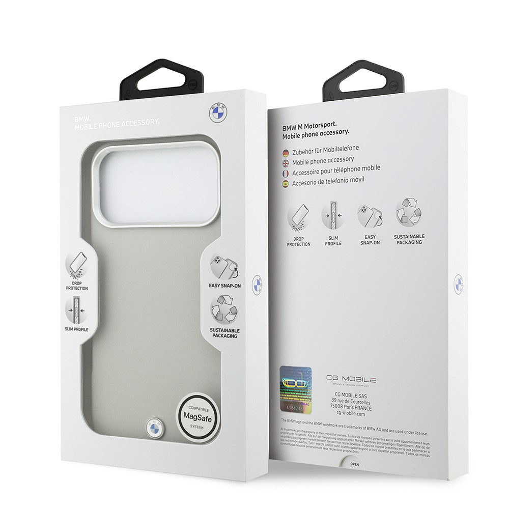 Apple iPhone 17 Pro Max Kılıf BMW Orjinal Lisanslı M-safe Şarj Özellikli Metal Logolu Tam Kaplama Deri Kapak