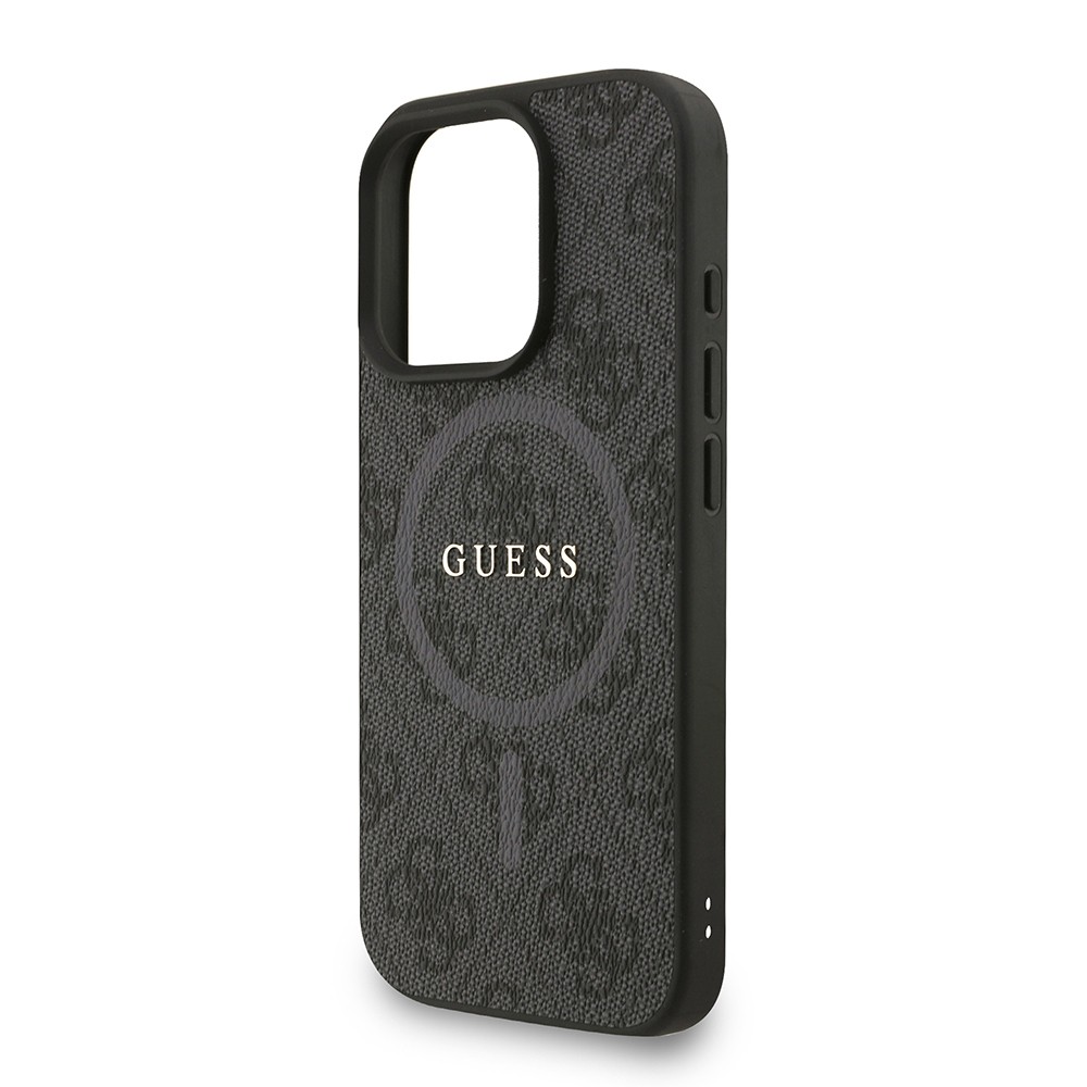 Apple iPhone 16 Pro Kılıf Guess Orjinal Lisanslı M-safe Şarj Özellikli PU Deri Bilek Askı İpli Yazı Logolu Kapak