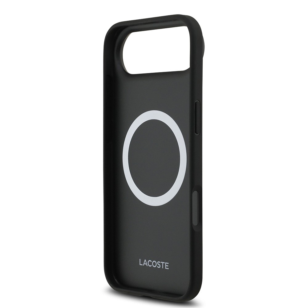 Apple iPhone 17 Air Kılıf Lacoste Orjinal Lisanslı M-safe Şarj Özellikli PU Deri Tasarımlı Kartlıklı Karışık Monogram Desenli Kapak