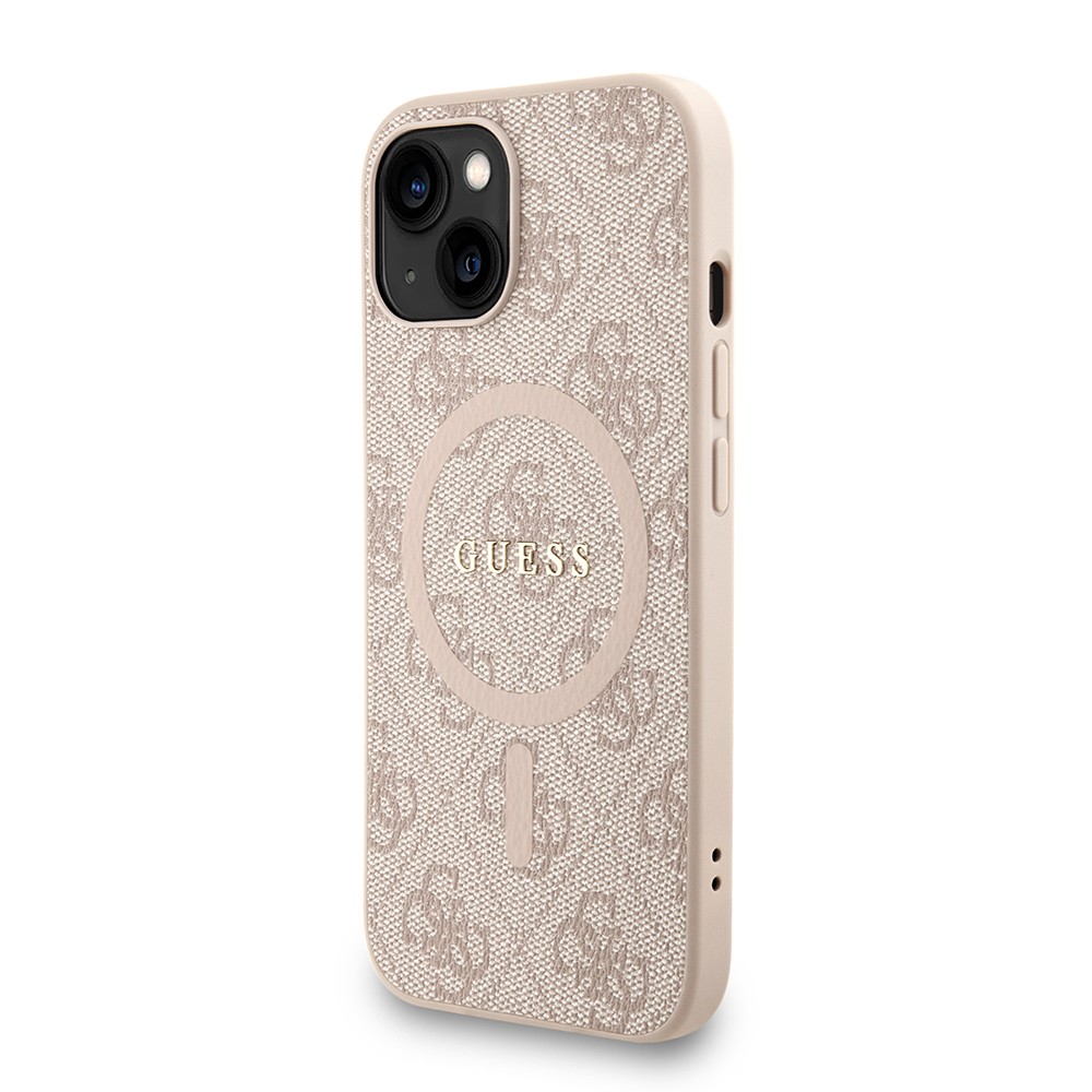 Apple iPhone 14 Kılıf Guess Orjinal Lisanslı M-safe Şarj Özellikli PU Deri Bilek Askı İpli Yazı Logolu Kapak